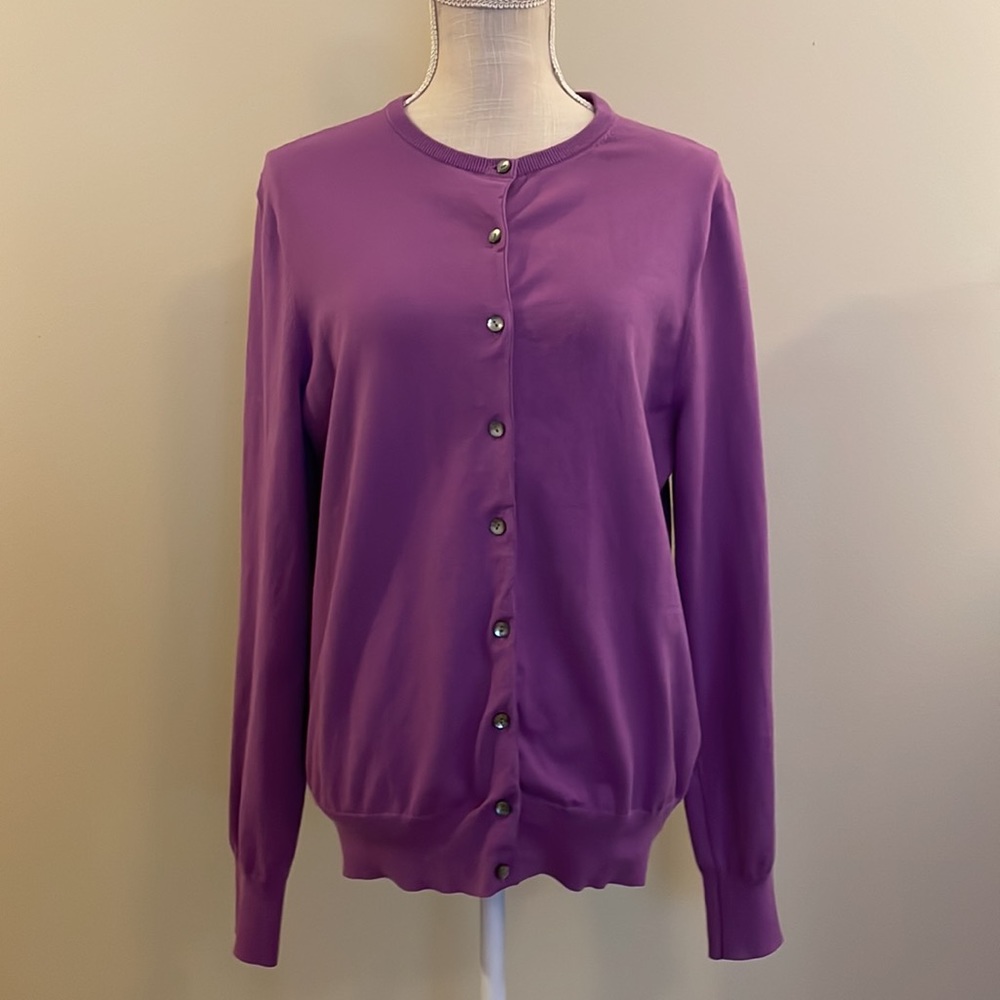 🚍📝📚 Lands’ End Classic cardigan sweater - size 14/16 (L/T)